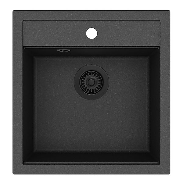 Helika Einbauspüle Tessa 49 cm x 51 cm Schwarz inkl. Schwarzventil günstig online kaufen