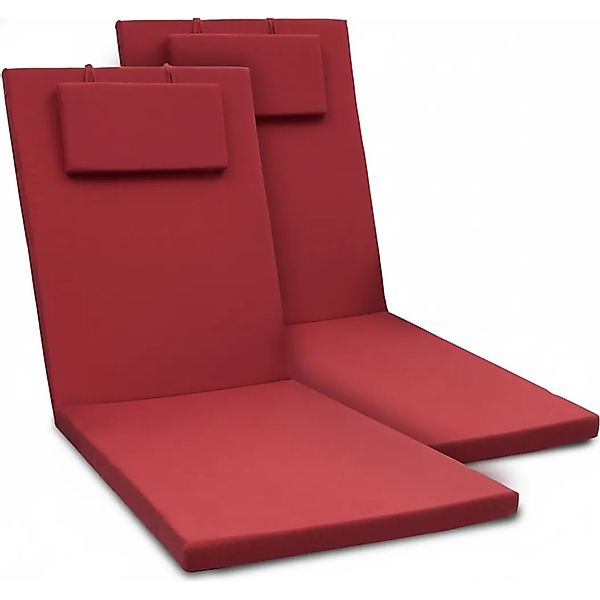 Beautissu 2er Set Gartenliege Auflage Sonnenliege Loft RL 200x60x5cm Rot günstig online kaufen