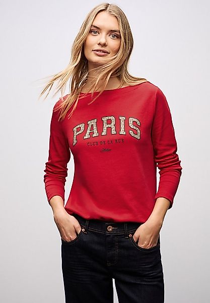 STREET ONE Langarmshirt mit Print, Wording Print im Leo-Look günstig online kaufen