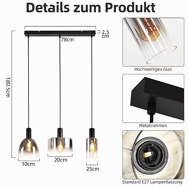 ZMH Pendelleuchte 3/4 Flammig E27 Esszimmer günstig online kaufen