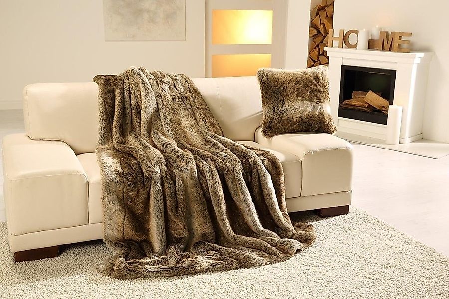 Wohndecke Braunbär Felloptik, Gözze, kuschelig warm, Kuscheldecke günstig online kaufen