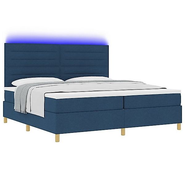 vidaXL Bett Boxspringbett mit Matratze & LED Blau 200x200 cm Stoff (1-tlg) günstig online kaufen