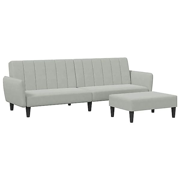 vidaXL Schlafsofa 2-Sitzer mit Fußhocker Hellgrau Samt 3216250 günstig online kaufen