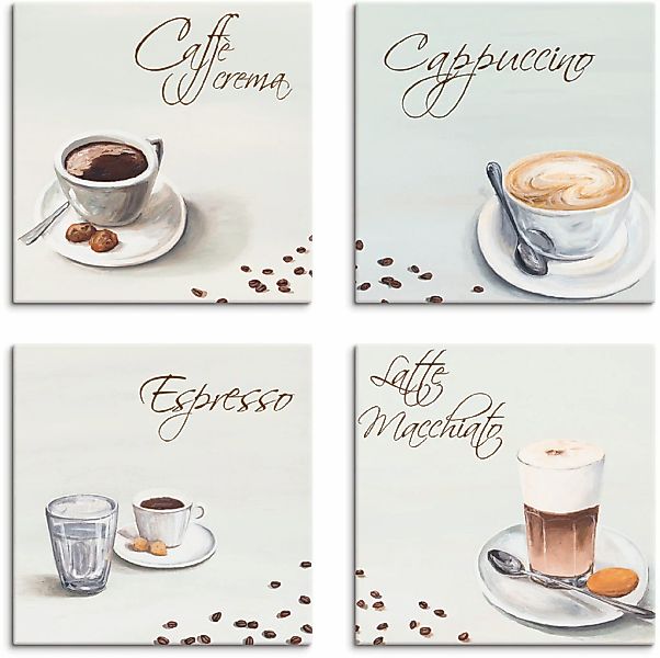 Artland Leinwandbild "Cappuccino Espresso Latte Macchiato" Getränke 4 Stk. günstig online kaufen