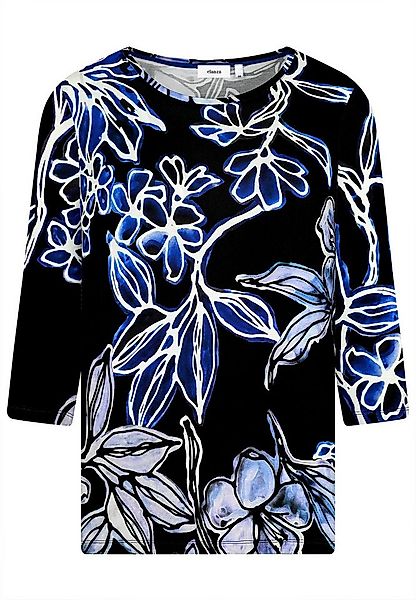 elanza T-Shirt Shirt mit Blumen-Print in Schwarz/Blau (1-tlg) günstig online kaufen