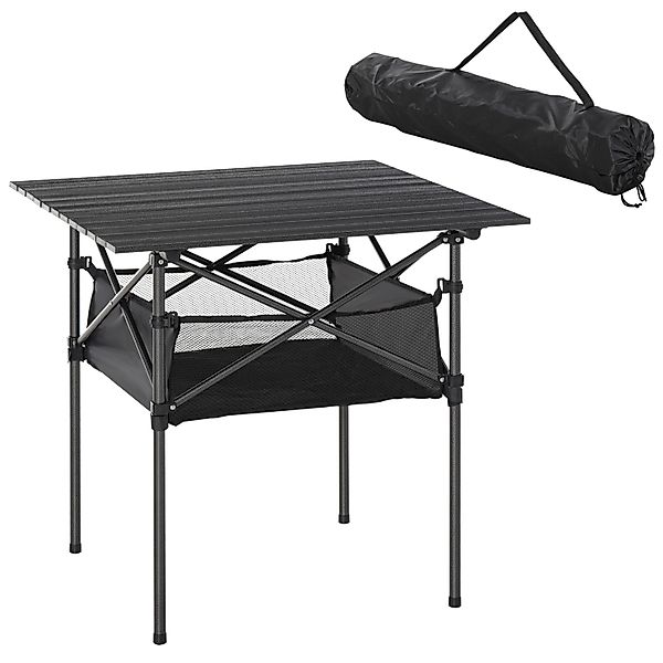 Outsunny Campingtisch Aluminium Stahl Kohlegrau 70L x 70B x 69H cm günstig online kaufen