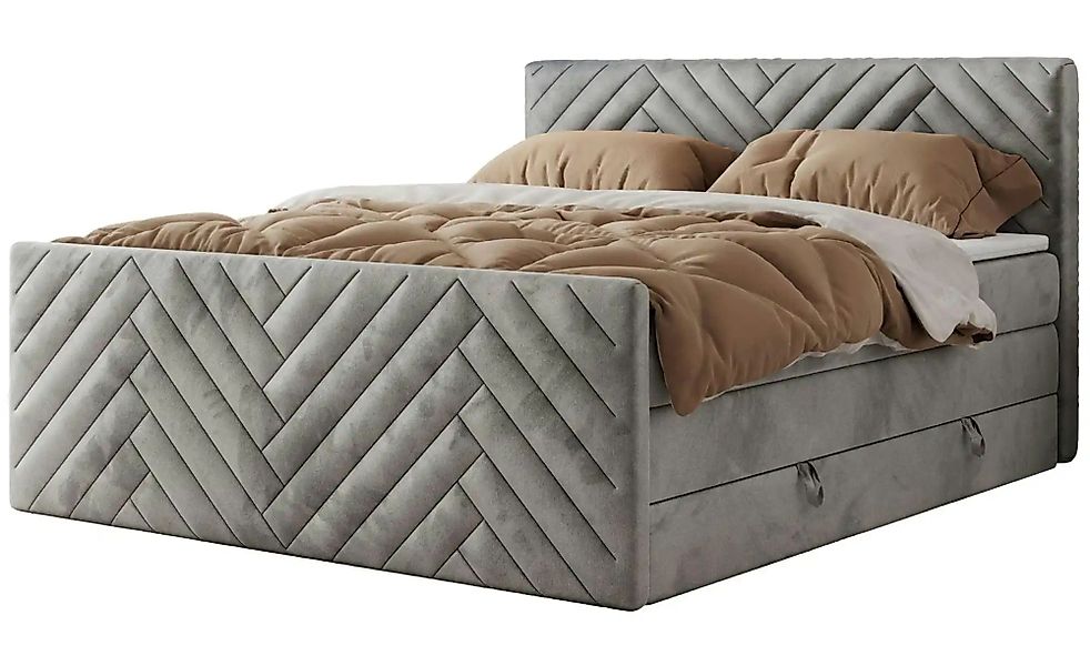 Boxspringbett mit Bettkasten Paris King Duo ¦ grau ¦ Maße (cm): B: 161 H: 1 günstig online kaufen