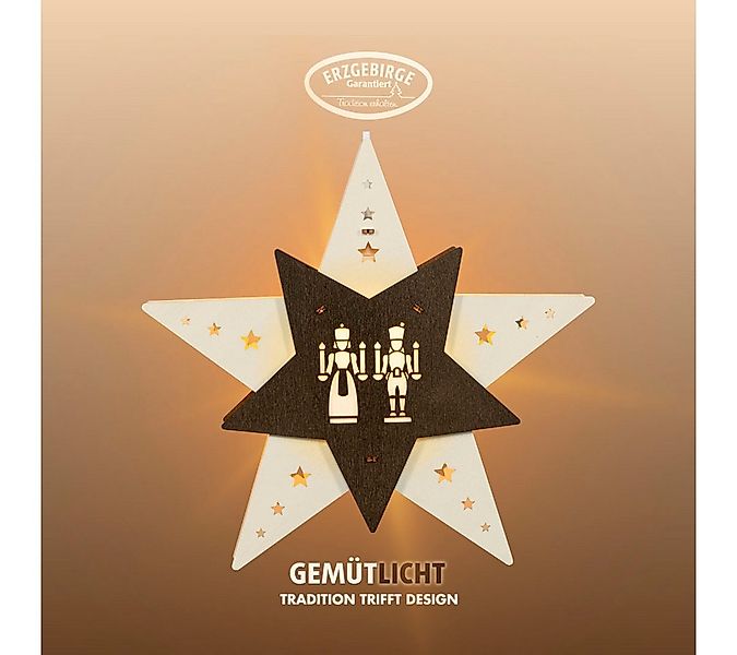 Weigla Dekostern LED Engel und Bergmannn, Fensterbild, WEIẞ-BRAUN, Made in günstig online kaufen