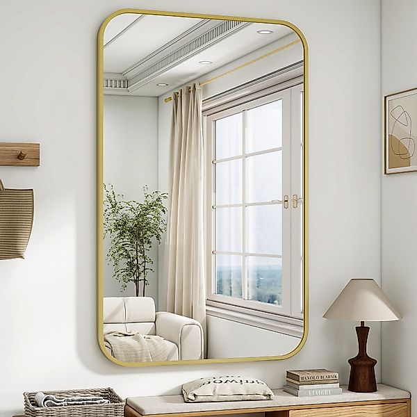 BEAUTYPEAK Wandspiegel Rechteckiger Spiegel mit abgerundeten günstig online kaufen