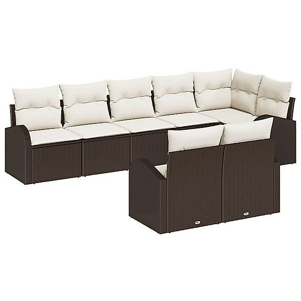 vidaXL Loungesofa 8-tlg. Garten-Sofagarnitur mit Kissen Braun Poly Rattan, günstig online kaufen