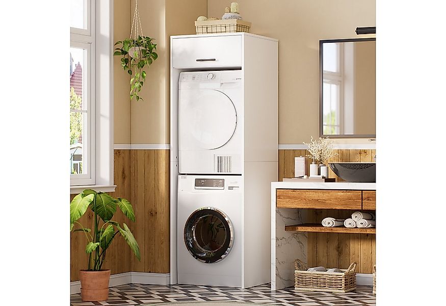 TWSOUL Waschmaschinenumbauschrank Hochschrank mit Schrankfach & Kippschutz, günstig online kaufen