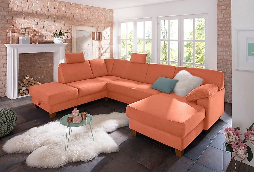 Home affaire Wohnlandschaft "Belfort U-Form" mit Federkern, wahlweise mit B günstig online kaufen