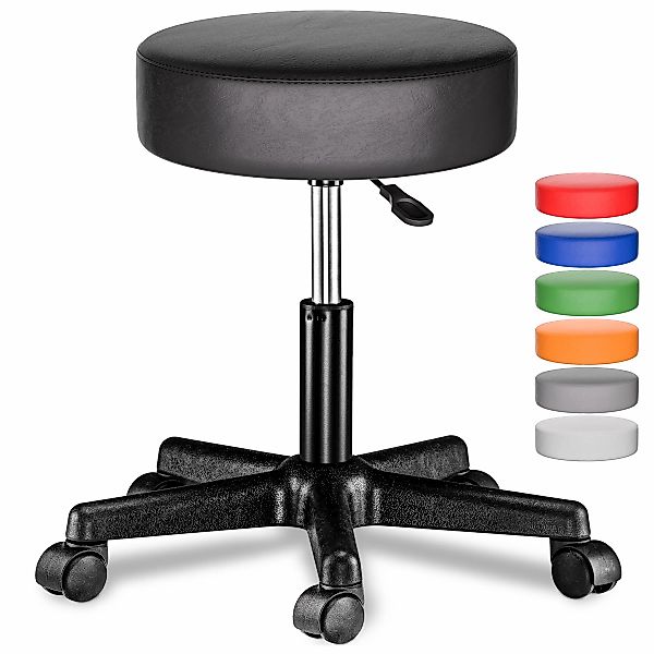 Rollhocker mit Rollen 2er-Set Kunstleder Schwarz 360° drehbar günstig online kaufen