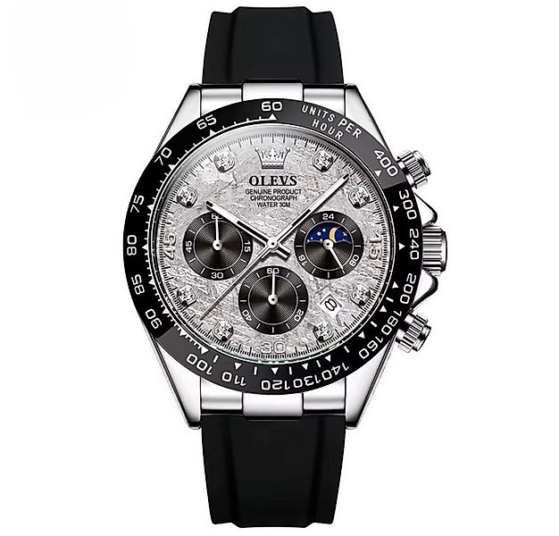 OLEVS Quarzuhr Herrenuhr Olevs Grau/Schwarz Chronograph mit Silikonarmband günstig online kaufen