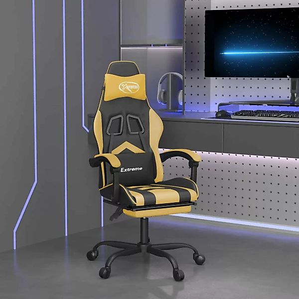 Vidaxl Gaming-stuhl Mit Fußstütze Schwarz Und Golden Kunstleder günstig online kaufen