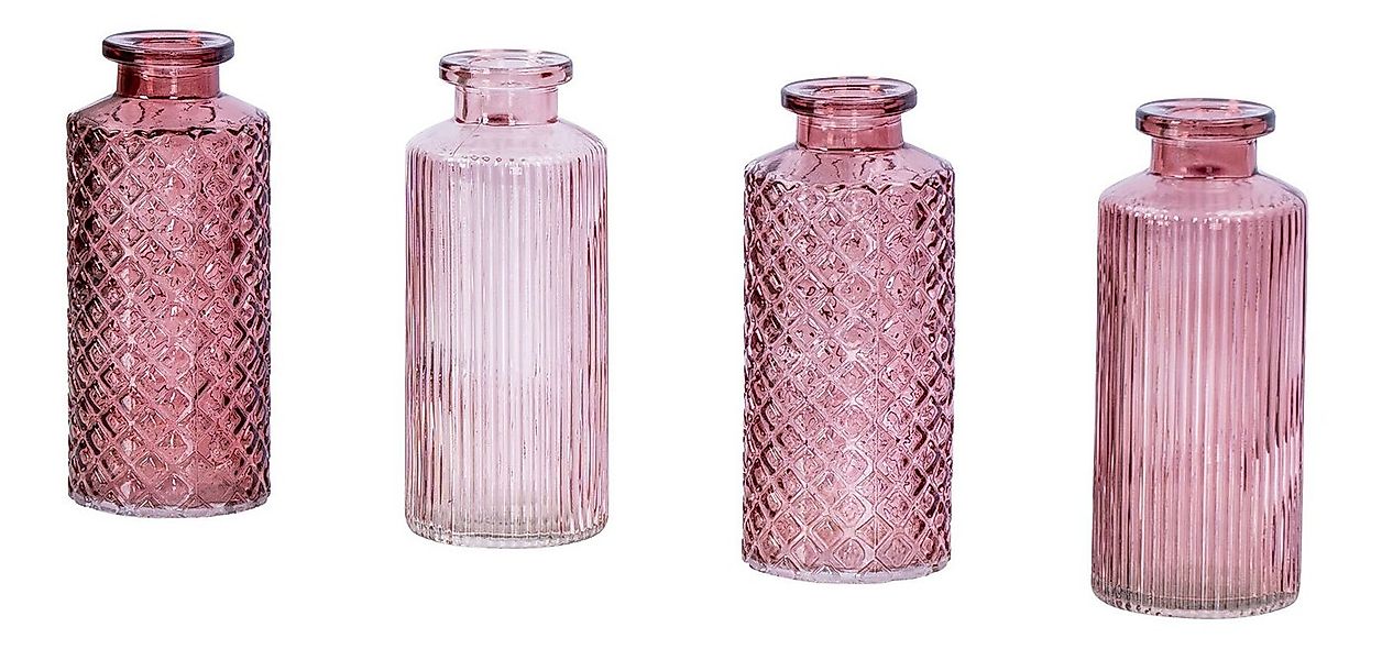 Levandeo® Dekovase, 4er Set Vase Rosa H14cm Glas Blumenvase Tischdeko Frühl günstig online kaufen
