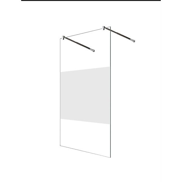 Glaszentrum Hagen 98x200cm Freistehende Dusche 2x Halter Satin Mitte günstig online kaufen