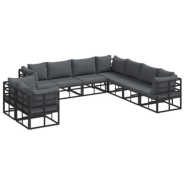 vidaXL Garten-Sofa-Set mit Kissen 9-Tlg Schwarz Aluminium 3378882 günstig online kaufen