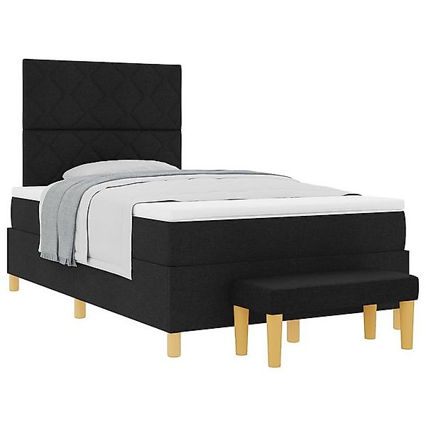 vidaXL Bett Boxspringbett mit Matratze & Bank Schwarz 120 x 200 cm Stoff (2 günstig online kaufen