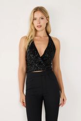 No Matter What Blusentop Schwarze Pailletten günstig online kaufen