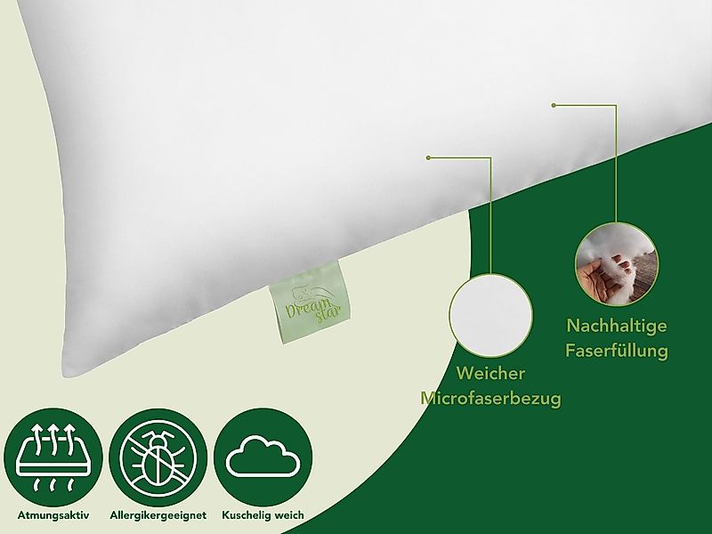 Dreamstar Microfaserkissen Eco, Kopfkissen in verschiedenen Größen - entwic günstig online kaufen