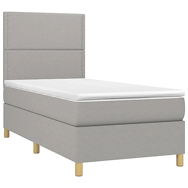 vidaXL Boxspringbett mit Matratze & LED Hellgrau 90x190 cm Stoff 3135317 günstig online kaufen