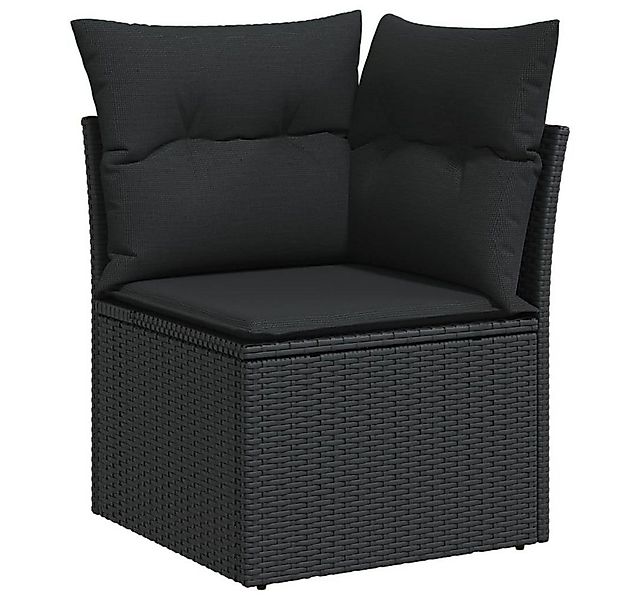 vidaXL Loungesofa Gartensofa-Ecke mit Kissen Schwarz Poly Rattan, 1 Teile günstig online kaufen