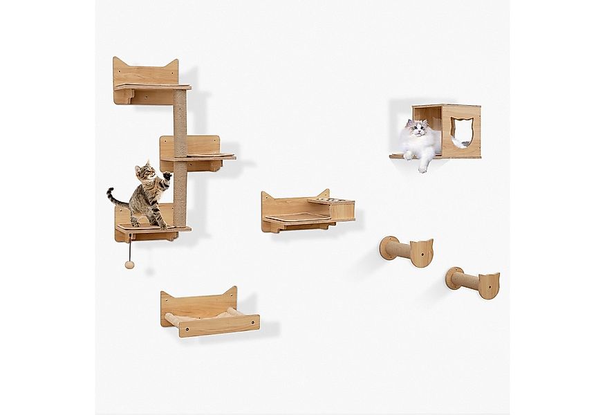 COSTWAY Kratzbaum, 6 tlg. Kletterwand, Katzenbaum, Katzenhaus, Hängematte günstig online kaufen