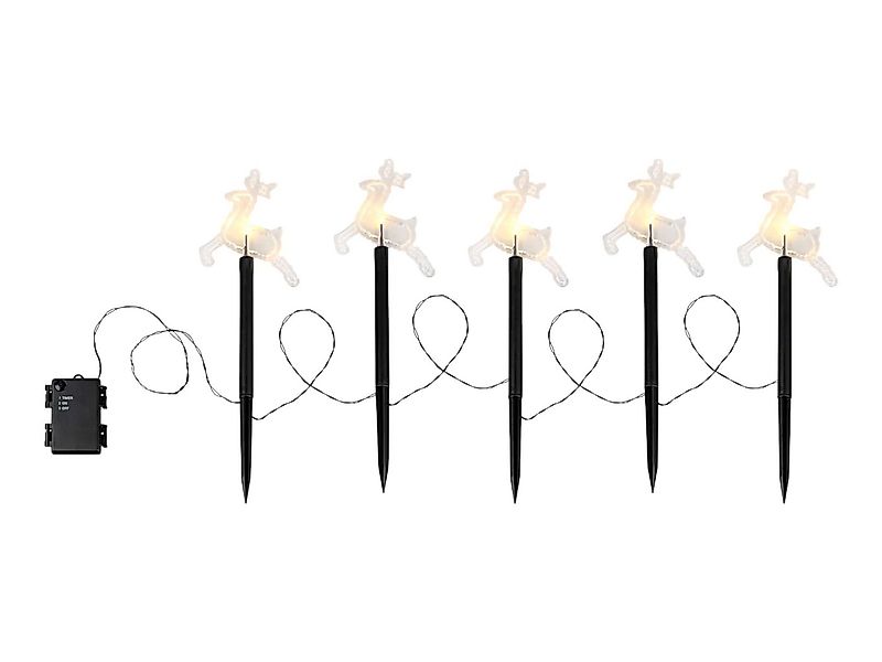 FHS Gartenstecker (Set, 5-St., 5-teilig) Rentiere 24cm 6/18h Timer 1,6m Bat günstig online kaufen