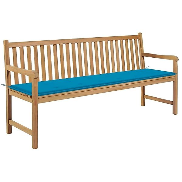 vidaXL Gartenbank mit Blauer Auflage 175 cm Massivholz Teak 3062788 günstig online kaufen