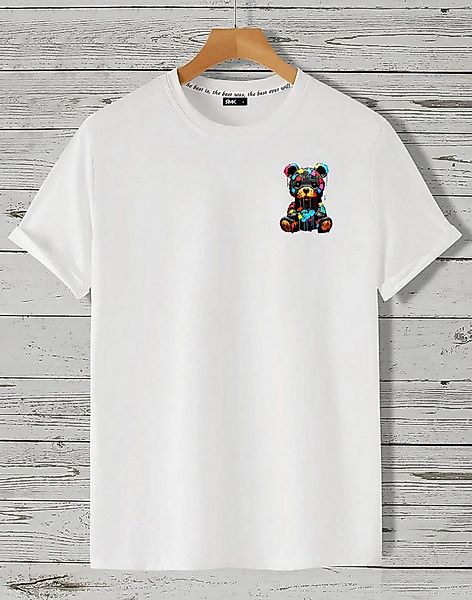 RMK T-Shirt Herren kurzarm Shirt Basic Rundhals mit Teddybär Bär günstig online kaufen