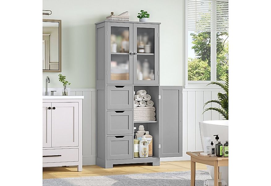 HOMECHO Hochschrank Badezimmerschrank mit 3 Türen und 3 Schubladen günstig online kaufen