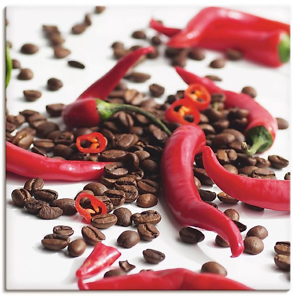 Artland Wandbild "Frische Chili auf Kaffee", Lebensmittel, (1 St.), als Lei günstig online kaufen