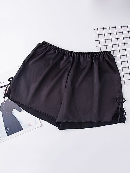 Satin-Shorts mit Spitzeneinsatz und Stretchbund günstig online kaufen