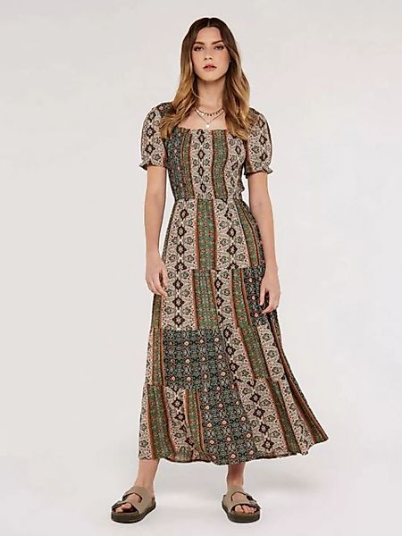 Apricot Sommerkleid mit Patchwork-Design, gesmokt günstig online kaufen