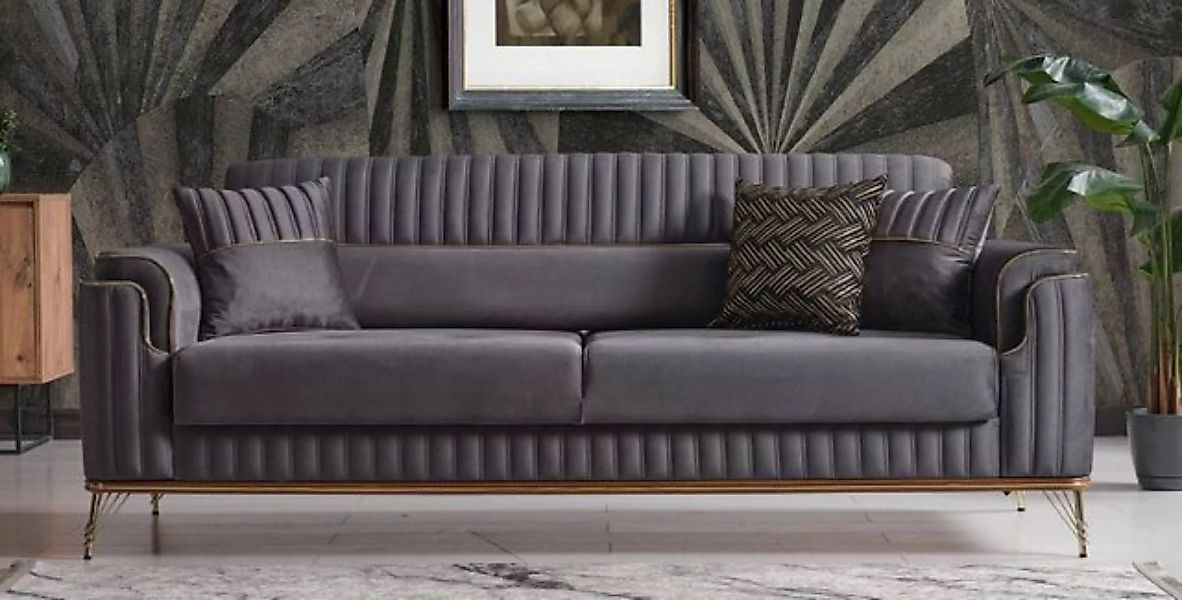 Casa Padrino Schlafsofa Luxus Schlafsofa Dunkelgrau / Braun / Gold 228 x 94 günstig online kaufen