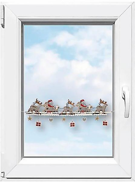 Stickereien Plauen Scheibengardine "Weihnachtsmann" Stangendurchzug 1 Stk. günstig online kaufen