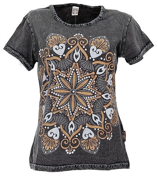 Guru-Shop T-Shirt Boho T-Shirt mit Mandaladruck, Stonewashed.. Festival, Et günstig online kaufen
