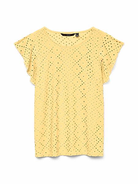 Vero Moda Rundhalsshirt "VMTASSA SL FRILL TOP NOOS" Materialmix, loose fit günstig online kaufen