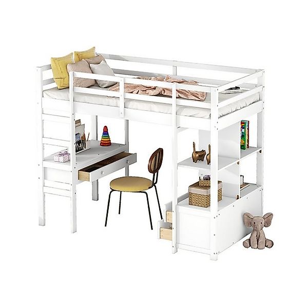 Gotagee Kinderbett Einzelbett Hochbett 90x200cm Jugendbett mit Unterbettsch günstig online kaufen