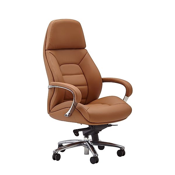 FINEBUY Chefsessel FB81800 (Echtleder Caramel, Schreibtischstuhl günstig online kaufen