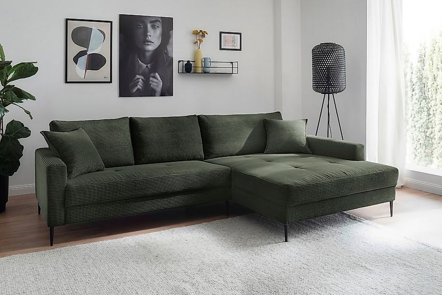 Trends by HG Ecksofa Summer L-Form, in Cord-Stoff mit Metallfuß günstig online kaufen