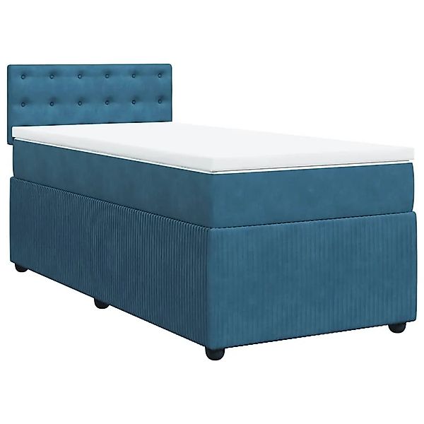 vidaXL Boxspringbett mit Matratze Blau 100x200 cm Samt 3289978 günstig online kaufen