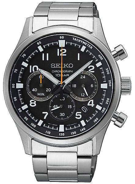 Seiko Quarzuhr Chronograph Stahl/Schwarz günstig online kaufen