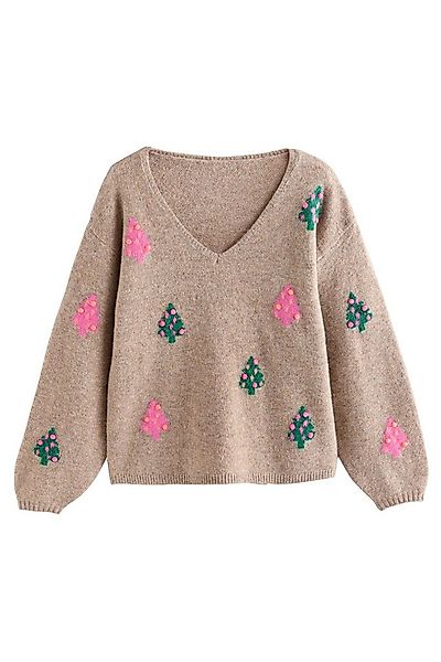 Next Strickpullover Langärmeliger Weihnachtspullover, Kurzgröße (1-tlg) günstig online kaufen