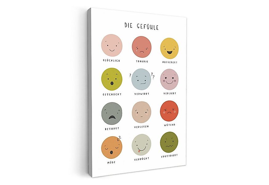 OneMillionCanvasses® Leinwandbild Pädagogisch - Gefühle lernen - Weiß - Emo günstig online kaufen