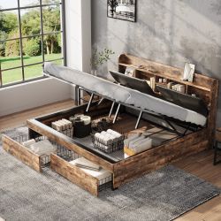 Flieks Holzbett, Hydraulisches Metallbett 180x200cm mit günstig online kaufen