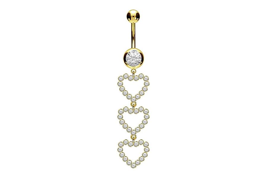PIERCINGLINE Bauchnabelpiercing Chirurgenstahl Bananabell 3 KRISTALLHERZEN günstig online kaufen