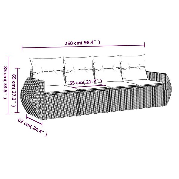 vidaXL Gartenlounge-Set 4-tlg. Garten-Sofagarnitur mit Kissen günstig online kaufen