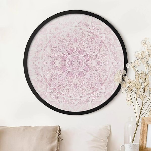 Rundes Gerahmtes Bild Mandala Aquarell Ornament rosa günstig online kaufen